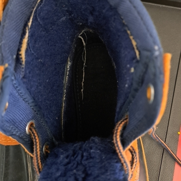 SPORTO Duck boots short booties winter slush rain all weather tan blue worn M 7 - Picture 9 of 11